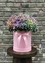 Цветочная композиция из Гипсофила и Розы в шляпной коробке в Войвож