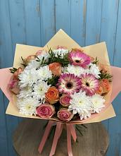 Букет цветов из:  Розы, Герберы и Хризантемы в Войвож