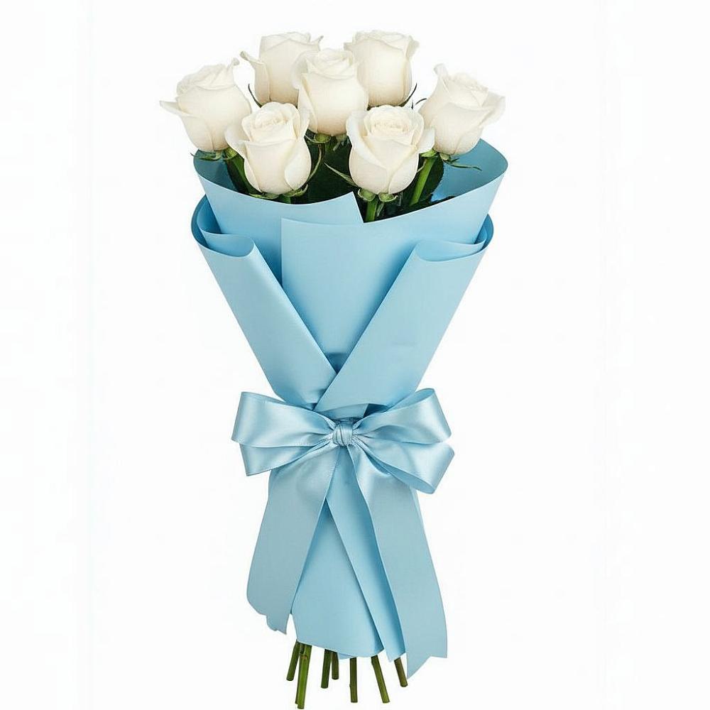 Букет 7 белых роз Проуд в Войвож