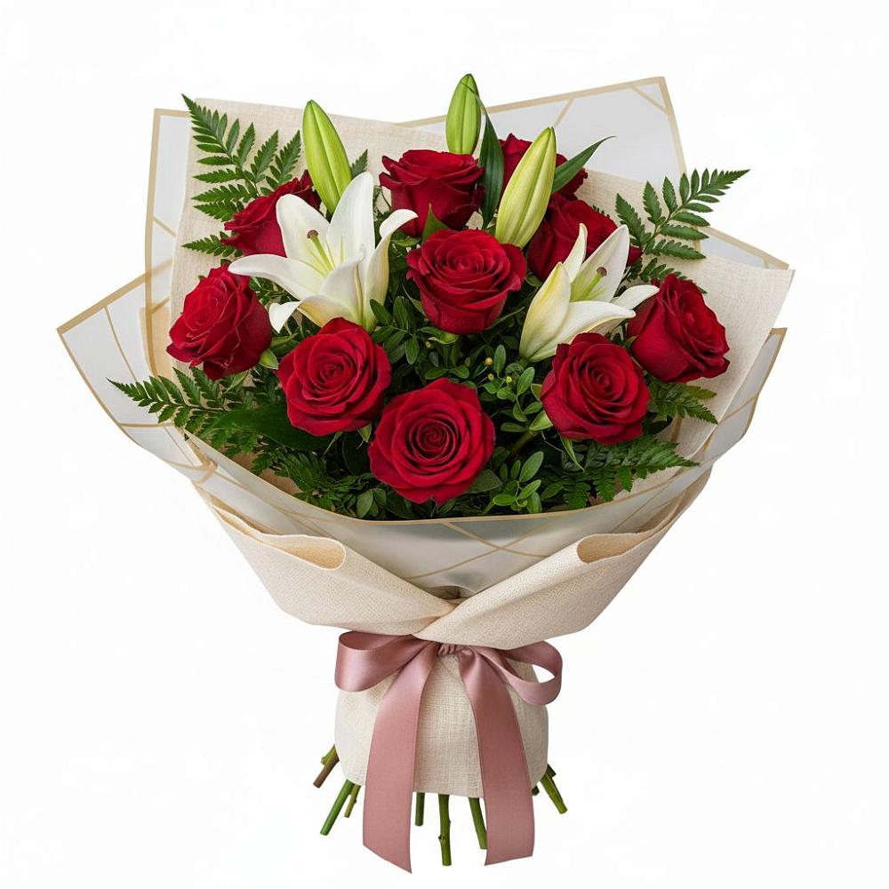 Букет цветов из: Лилии и Розы в Войвож