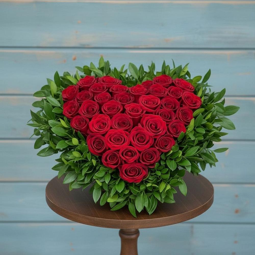 Цветочная композиция из Розы в виде сердца в Войвож