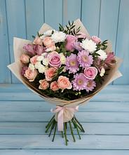 Букет цветов из:  Хризантемы, Розы и Альстромерии в Войвож